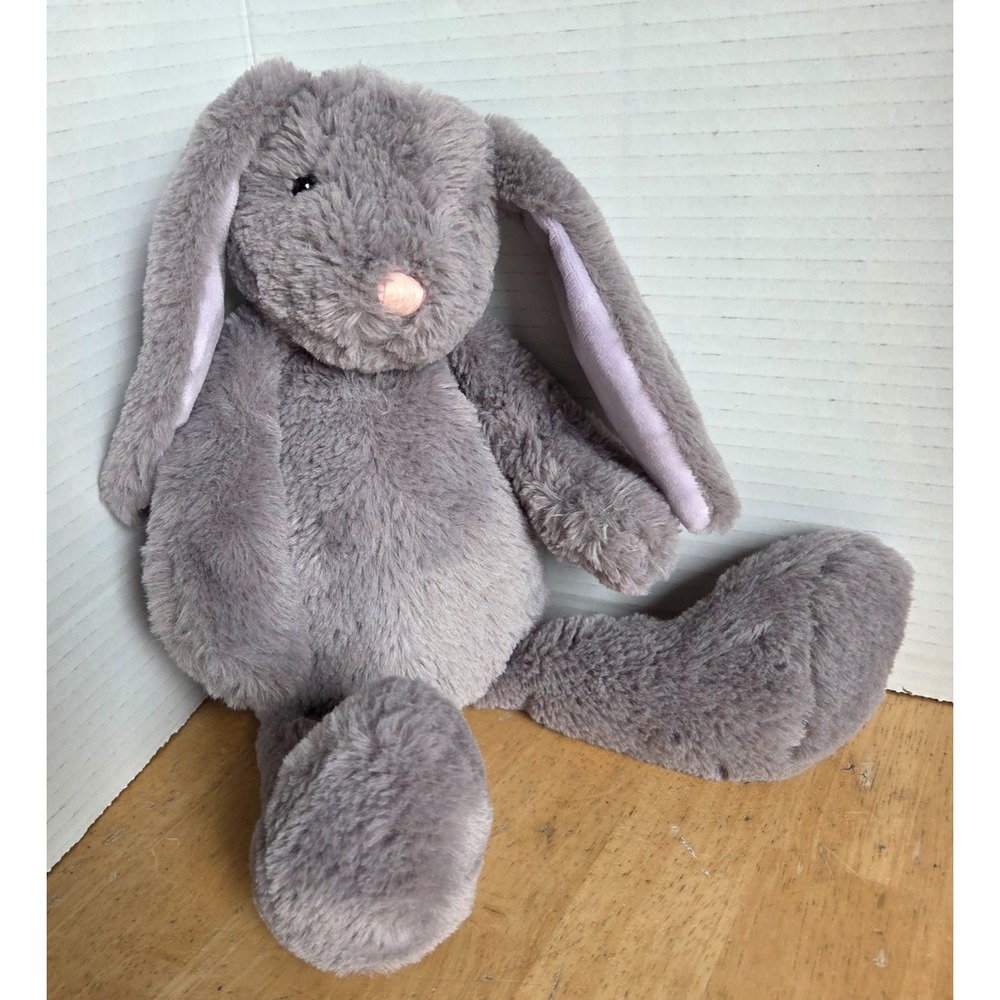 Manhattan Toy Gray Bunny Rabbit Plush Purple Inner Ears Pink Nose 14 in 332480KL